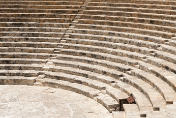 Ancient ruins of Roman Kourion theatre, excavated by the University Museum Expedition in 1950, Cyprus