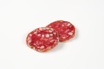 French dry cured sausage slices