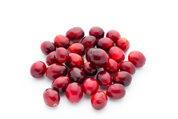 Cranberries top view. Red, ripe cranberries macro view.