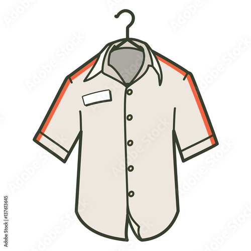 "Short sleeve work shirt with stripped sleeves and a name badge. " Stock image and royaltyfree