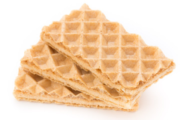 Waffle with crem isolated on white background.