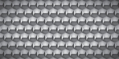 Volume realistic texture, octahedron, gray 3d geometric pattern, design vector background 