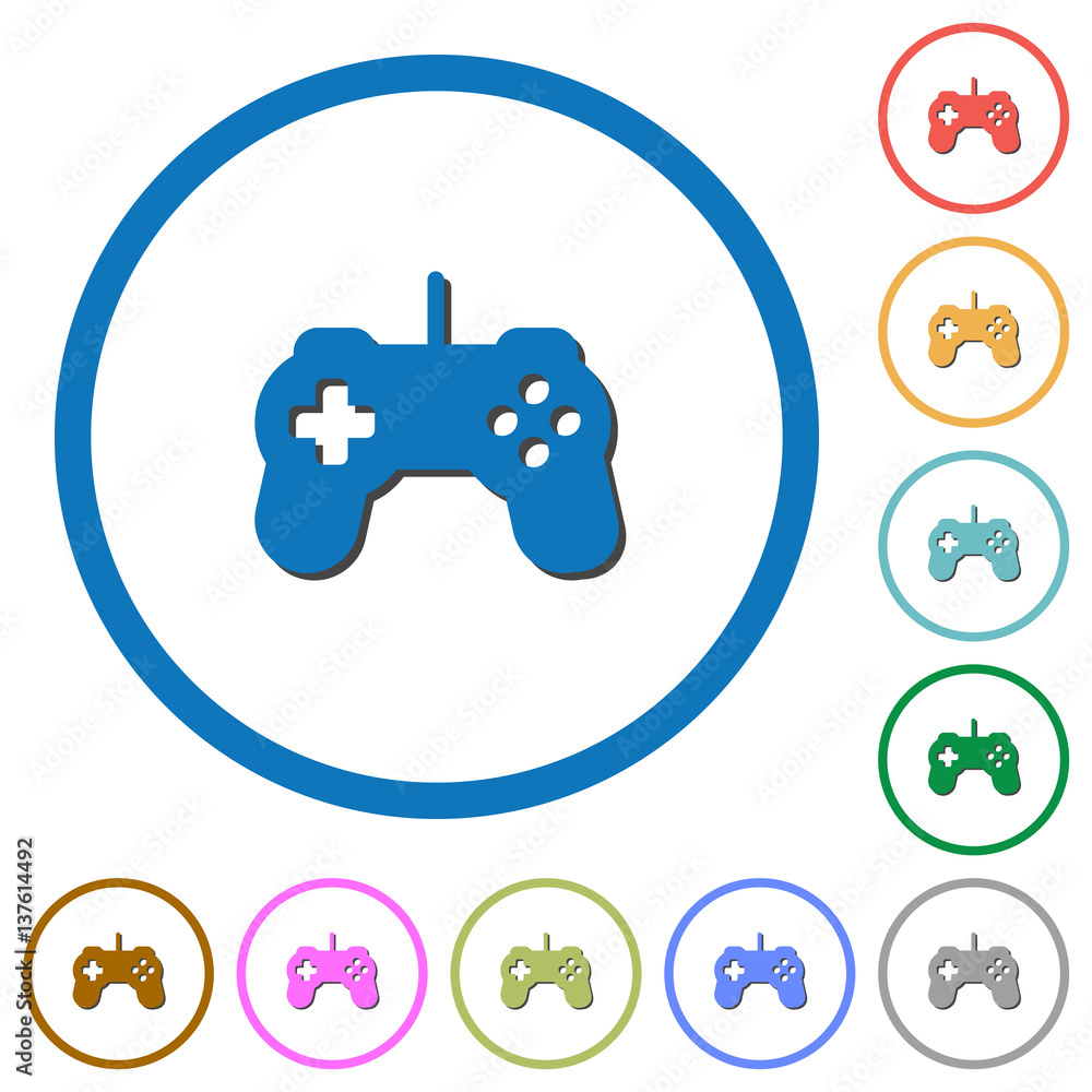 Aufkleber game controller icons with shadows and outlines