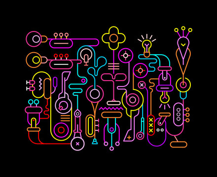 Abstract art neon colors illustration