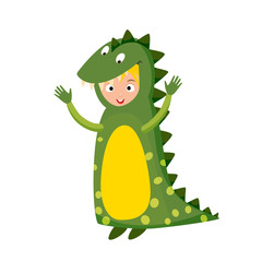 Kid crocodile costume festival superhero character isolated vector illustration