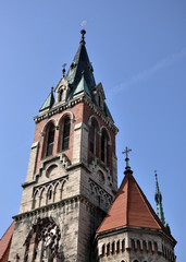 Fototapeta na wymiar Dominican Church of St. Stanislaus in the Ukrainian city Chortkiv. Founded in 1610.