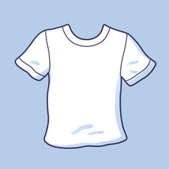 White blank t-shirt template on a blue background.