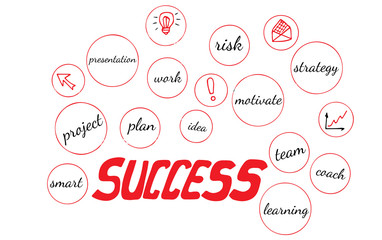Red word success  on a white background