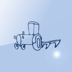 Tractor vector sketch icon isolated. Hand drawn tractor icon. Sketch icon for website or app
