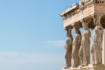 Fototapeta Athens, Greece - February 12, 2017: Caryatides, Erechtheion temple Acropolis in Athens obraz