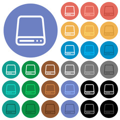Hard disk drive round flat multi colored icons