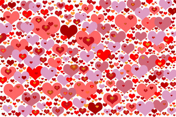 Herzen in rot und rosa Tönen