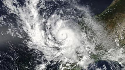 Foto auf Acrylglas Sturm Blick auf den globalen Sturm aus dem Weltraum. Elemente dieses von der NASA bereitgestellten Bildes