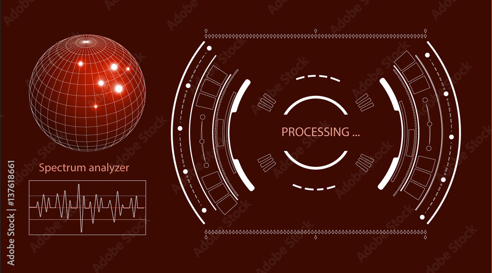 Poster futuristic user interface hud tech elements for game creation or footage overlay. sci-fi vector desi