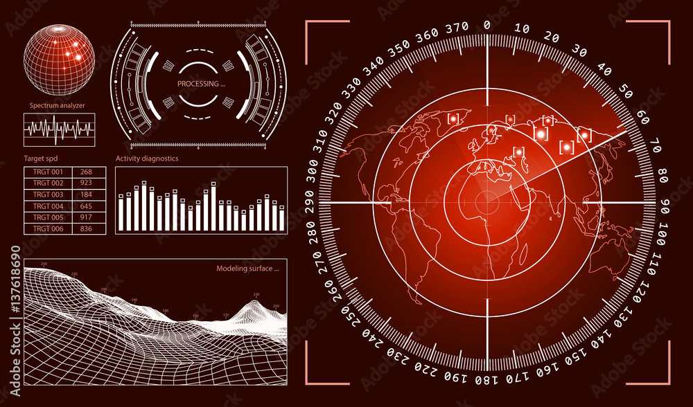 Poster futuristic user interface hud tech elements for game creation or footage overlay. sci-fi vector desi