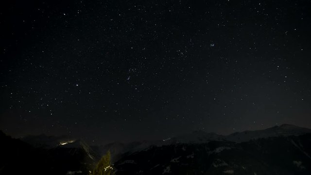 Time lapse of a starry night over the pennine alps, canton of Valais, Switzerland.