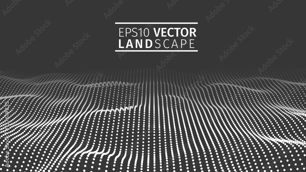Poster 3d glowing abstract digital wave particles. futuristic vector illustration. hud element. technology 