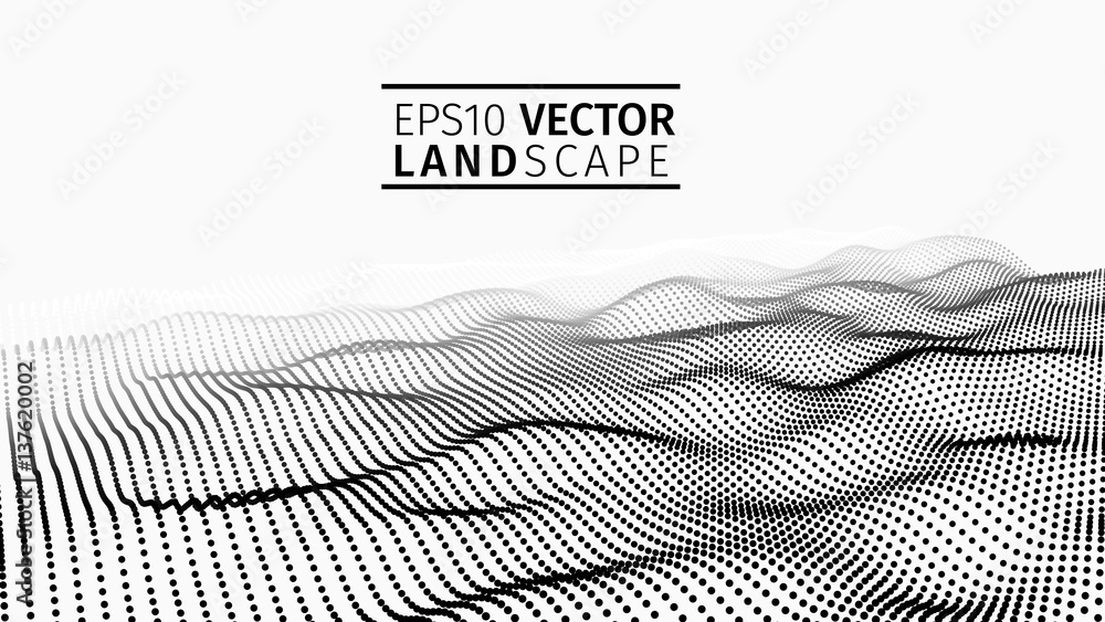 Aufkleber 3d glowing abstract digital wave particles. futuristic vector illustration. hud element. technology 