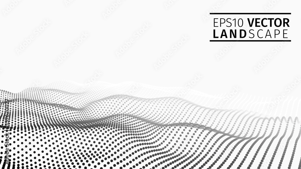 Poster 3d glowing abstract digital wave particles. futuristic vector illustration. hud element. technology 