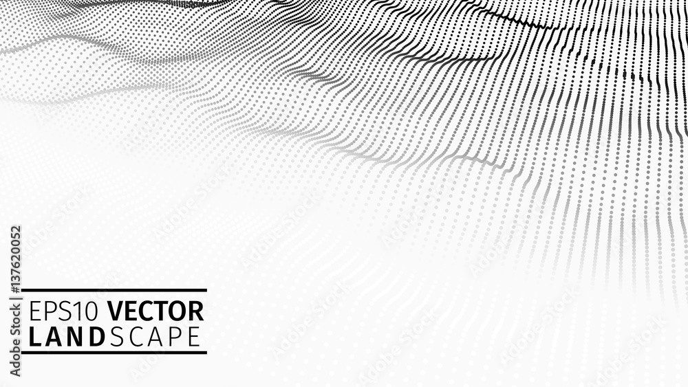 Poster 3d glowing abstract digital wave particles. futuristic vector illustration. hud element. technology 