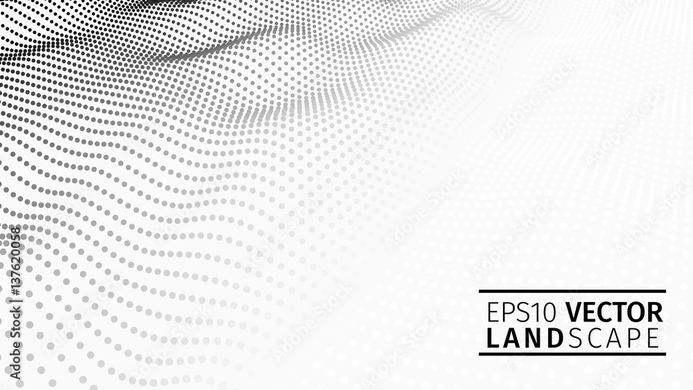 Poster 3d glowing abstract digital wave particles. futuristic vector illustration. hud element. technology 