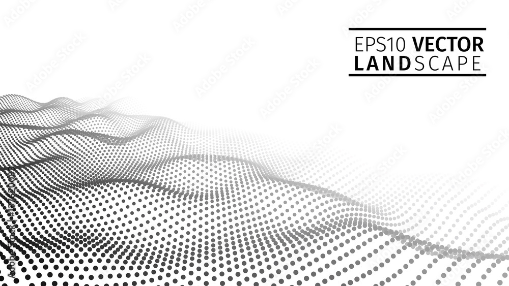 Poster 3d glowing abstract digital wave particles. futuristic vector illustration. hud element. technology 