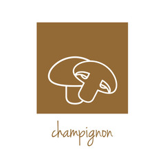 champignon icon on brown square