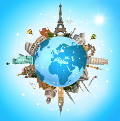 Famous landmarks of the world connected to each other