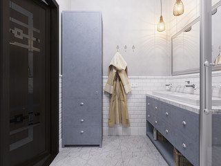3d illustration of a design bathroom interior in classic style