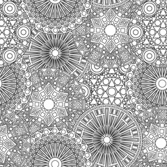 Black and white seamless lacy floral pattern