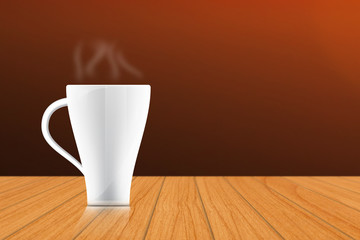3D Cup of coffee on light wooden table