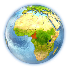 Cameroon on isolated globe