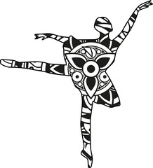Vector illustration of a mandala ballet dancer silhouette