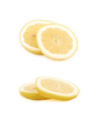 Pile of lemon slices isolated