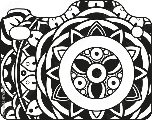Download "Vector illustration of a mandala camera silhouette ...