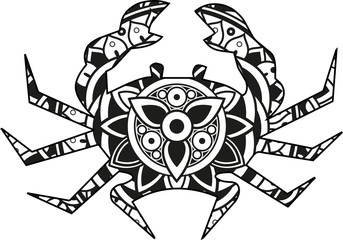 Vector illustration of a mandala crab silhouette © MARCOCAPRADESIGN