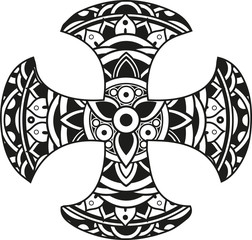 Vector illustration of a mandala cross silhouette