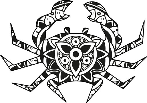 Vector illustration of a mandala crab silhouette