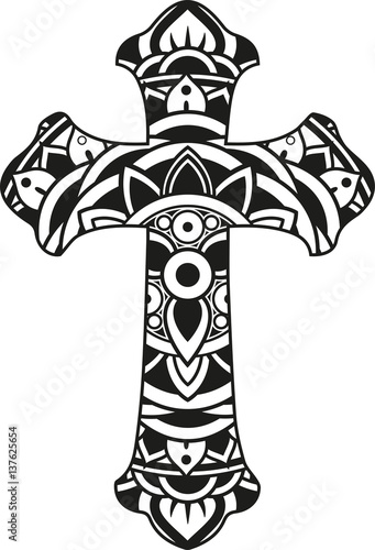 Download "Vector illustration of a mandala cross silhouette" Stock ...