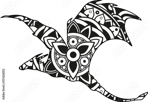 Download "Vector illustration of a mandala dragon silhouette" Stock ...