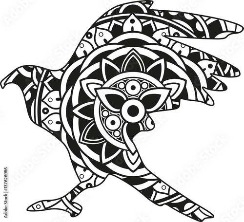 Download "Vector illustration of a mandala hawk silhouette" Stock ...