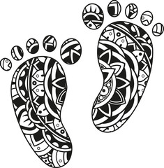 Vector illustration of a mandala footprints silhouette