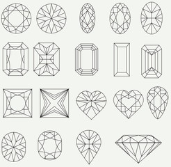 Set of diamond design elements 