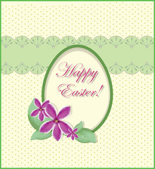 Vintage Easter card with pink flowers