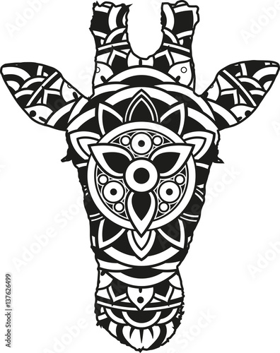 Download "Vector illustration of a mandala giraffe head silhouette ...