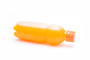 orange juice in plastic bottle for drink
