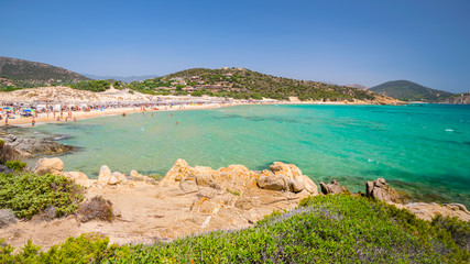 Fototapeta na wymiar Panorama of Chia coast, Sardinia, Italy.