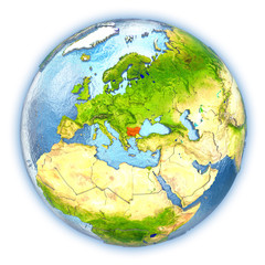 Bulgaria on isolated globe
