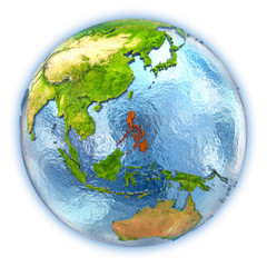Fototapeta premium Philippines on isolated globe