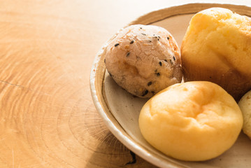 朝食の色々なパン